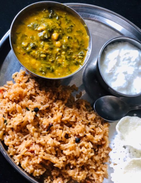 sai-bhaji-with-brown-pulav